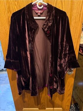 April Cornell Velvet Cardigan Jacket - Deep Plum